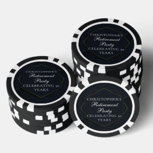 Jetons De Poker Fête de retraite sur mesure chic or noir