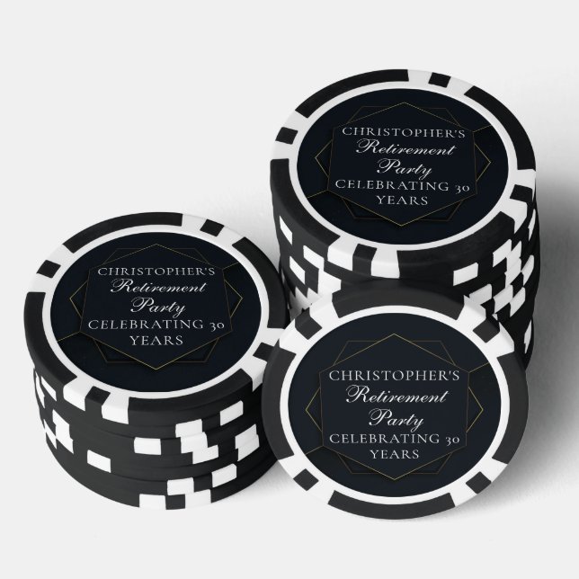 Jetons De Poker Fête de retraite sur mesure chic or noir (Empiler)