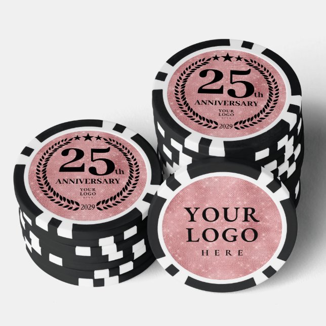 Jetons De Poker Fête des 25 ans de l'entreprise Rose (Empiler)