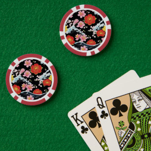 Jetons De Poker Fête japonaise Fleurs de Sakura Seigaiha Moderne R