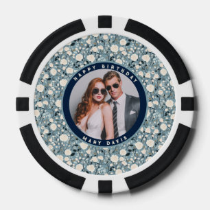 Jetons De Poker Fête romantique personnalisée aux roses florales