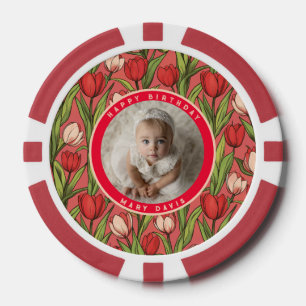 Jetons De Poker Fête Romantique sur le Thème des Tulipes Tendances