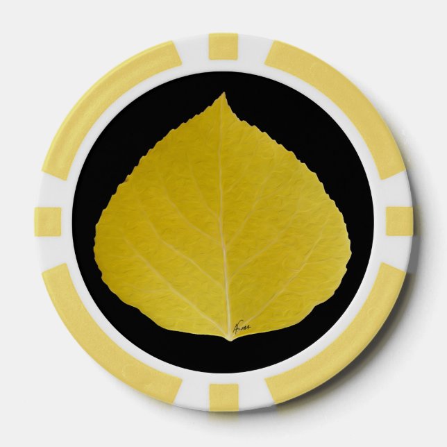 Jetons De Poker Feuille de tremble jaune #5 (Recto)