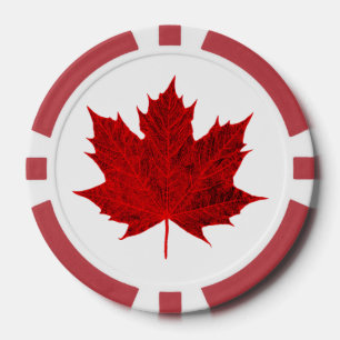 Jetons De Poker Feuille d'érable rouge vibre/CANADA