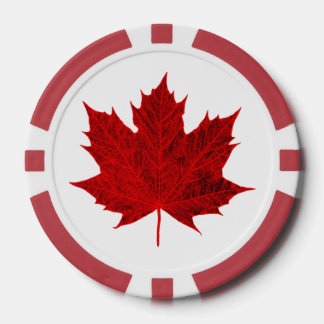 Jetons De Poker Feuille d'érable rouge vibre/CANADA
