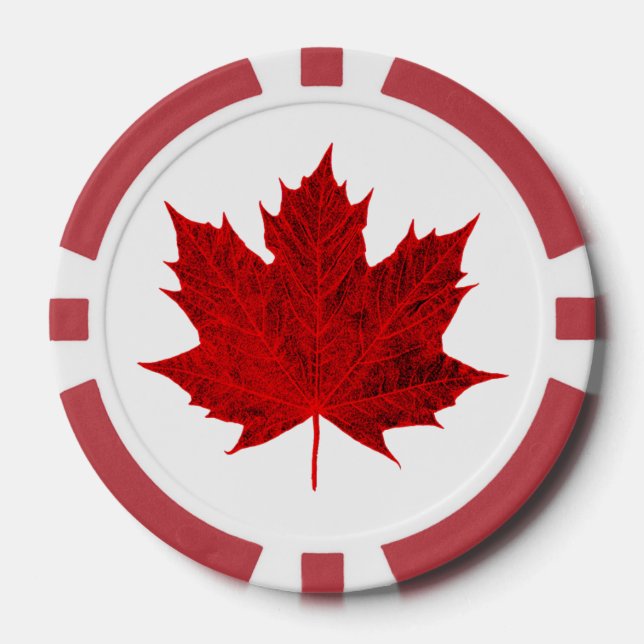 Jetons De Poker Feuille d'érable rouge vibre/CANADA (Recto)