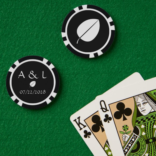 Jetons De Poker Feuilles automnales en noir (Table de poker (double))