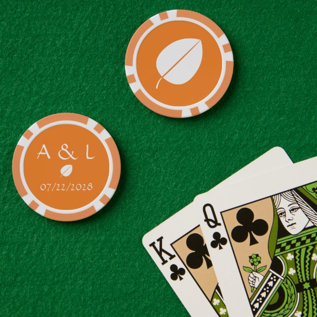 Jetons De Poker Feuilles d'automne en Orange (Table de poker (double))