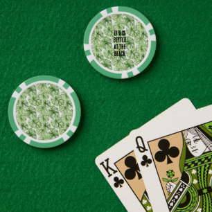 Jetons De Poker Feuilles de palmier vert tropical