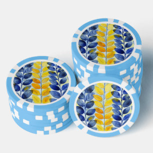 Jetons De Poker Feuilles jaunes et bleues
