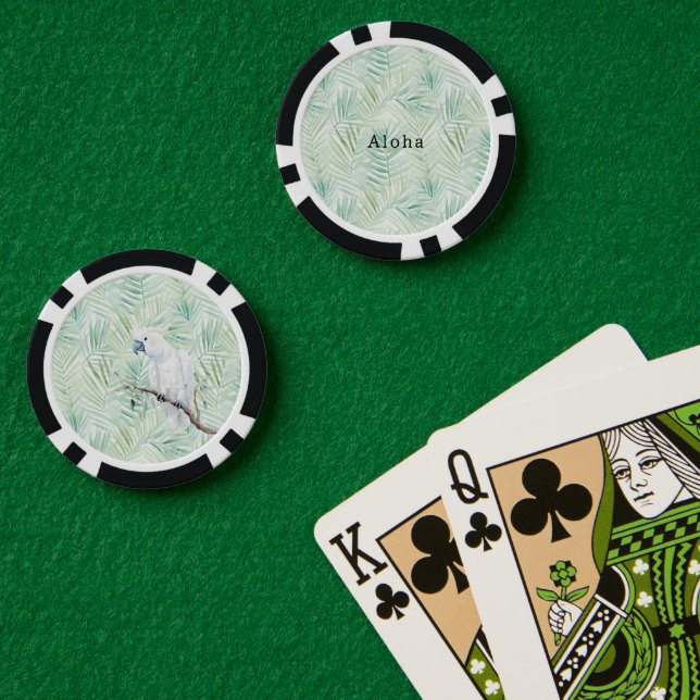 Jetons De Poker Feuilles Tropicales Vertes Aloha (Table de poker (double))