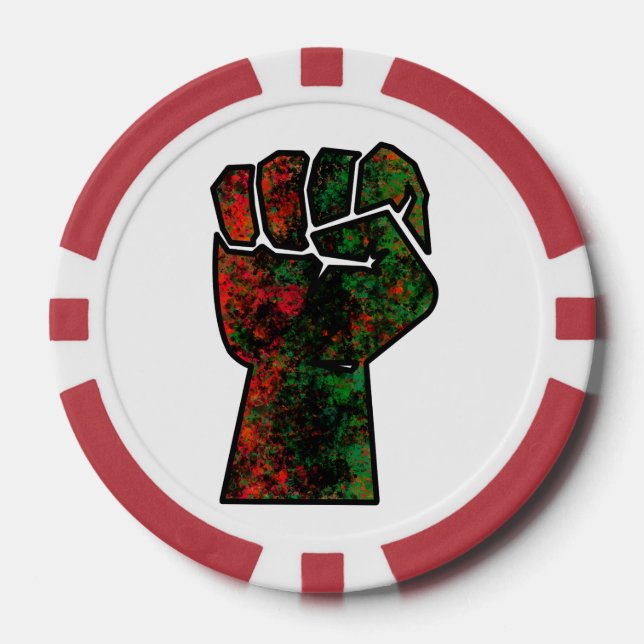 Jetons De Poker fierté noire drapeau rouge vert poing panafricain  (Recto)