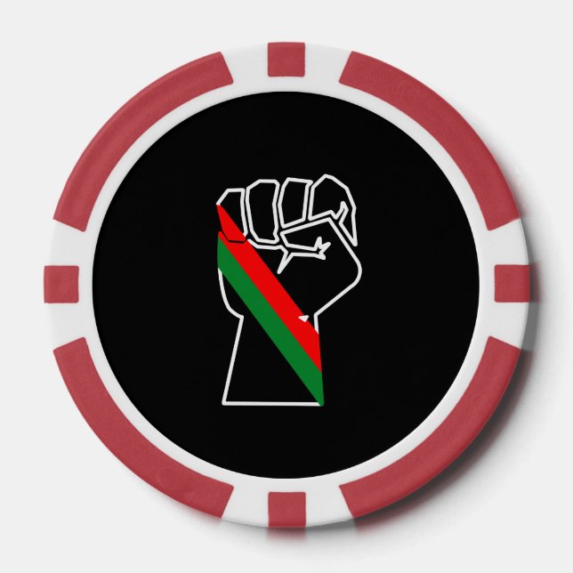 Jetons De Poker fierté noire drapeau rouge vert poing panafricain  (Recto)