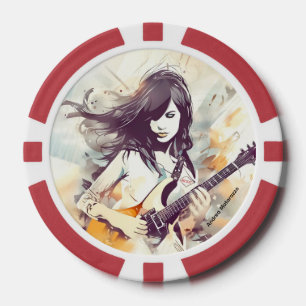 Jetons De Poker Fille avec musique rock vibes