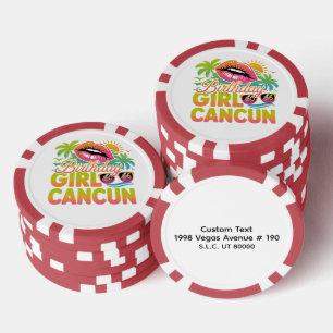 Jetons De Poker Fille d'anniversaire Cancun 2026 Voyage de vacance