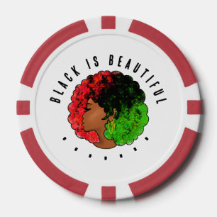 Jetons De Poker Fille noire panafricaine femme rouge vert fierté a