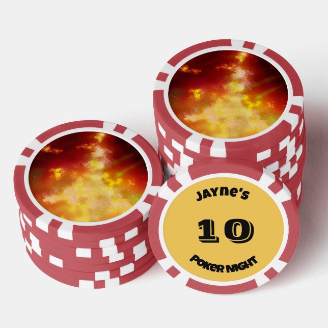 Jetons De Poker Flame de nom personnalisé (Empiler)