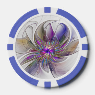 Jetons De Poker Fleur d'art fractal abstrait énergique et coloré