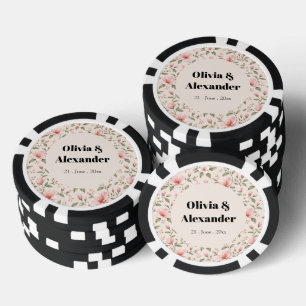 Jetons De Poker Fleur de cerisier rose pâle, motif floral sans cou