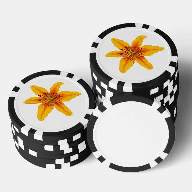 Jetons De Poker Fleur de lys jaune pixelisée (Empiler)