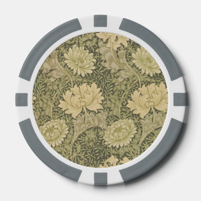 Jetons De Poker Fleur de Sauge Chrysanthème de William Morris (Recto)