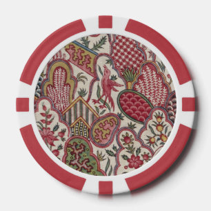 Jetons De Poker Fleur de style campagnard français vintage avec mo