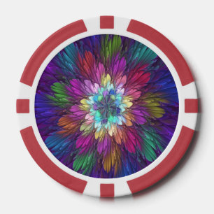 Jetons De Poker Fleur psychédélique colorée Art fractal Abstrait