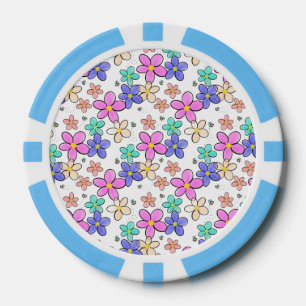 Jetons De Poker fleurs arc-en-ciel colorées lumineuses abeilles bo