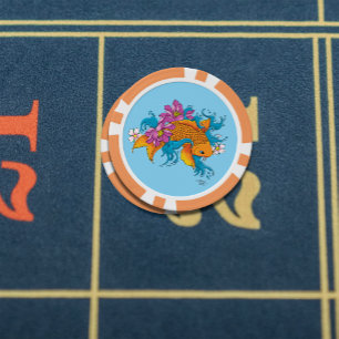 Jetons De Poker Fleurs de cerisiers de Lotus Koi Fish