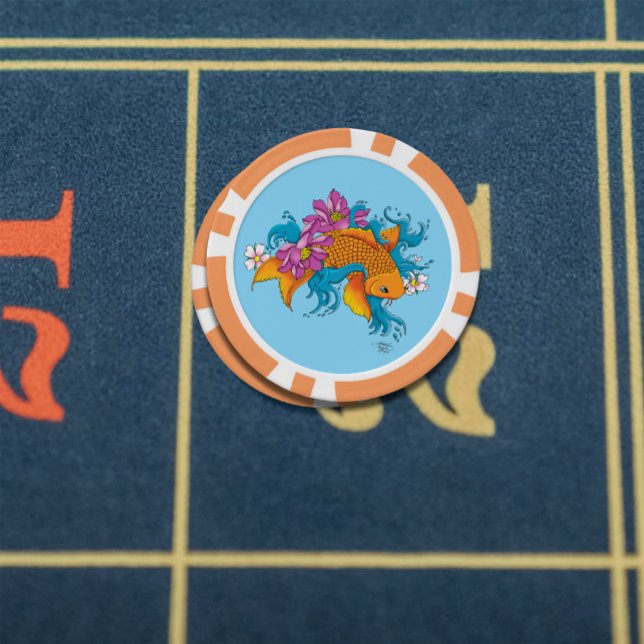 Jetons De Poker Fleurs de cerisiers de Lotus Koi Fish (Créateur téléchargé)