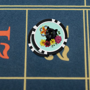 Jetons De Poker Fleurs de Portrait Jaguar Noir