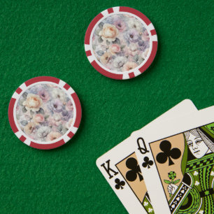Jetons De Poker Fleurs de rose élégantes