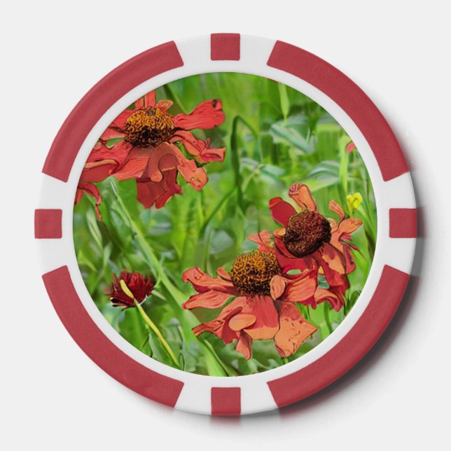JETONS DE POKER FLEURS DE RUDBECKIA ROUGES (Recto)