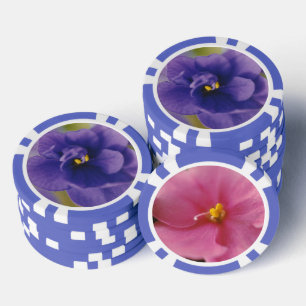 Jetons De Poker Fleurs de violettes africaines roses et bleues