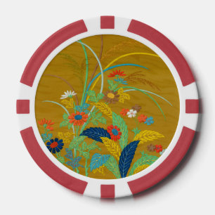Jetons De Poker Fleurs Japonaises Vintage G.A. Audsley