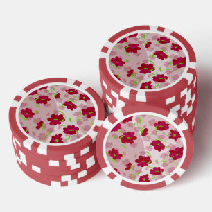 Jetons De Poker Fleurs roses et rouges - Floral