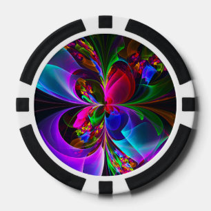 Jetons De Poker Floral moderne Art Abstrait Rouge Bleu Motif #12
