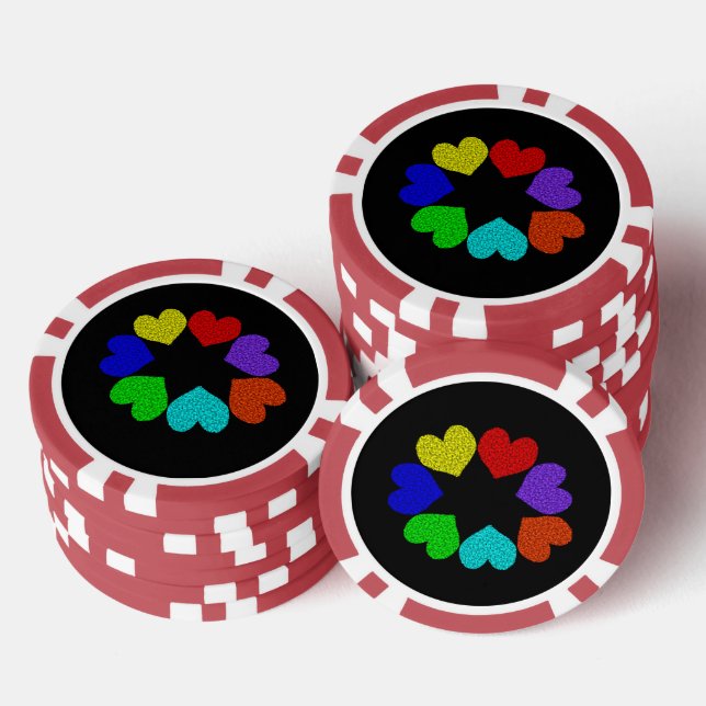 Jetons De Poker Floral Rainbow Love Hearts (Empiler)