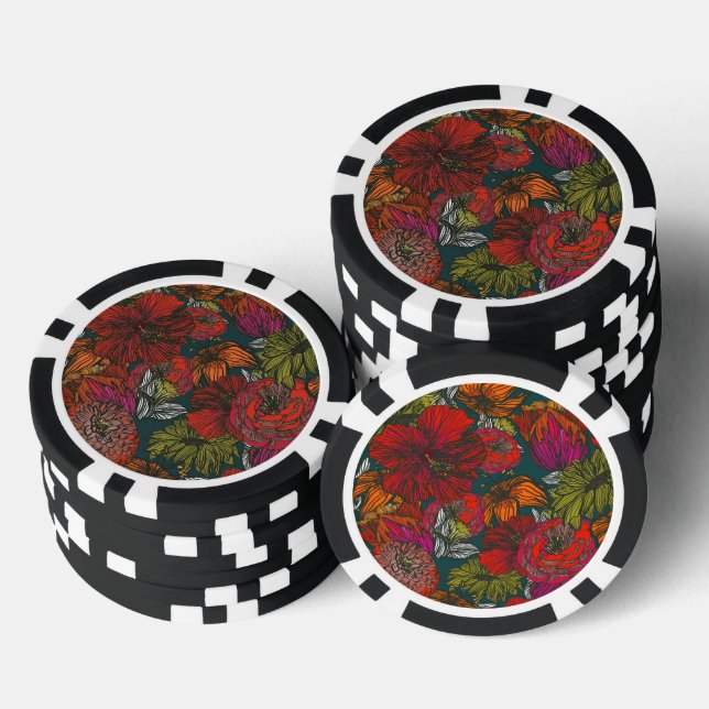 Jetons De Poker Flower Medley (Empiler)