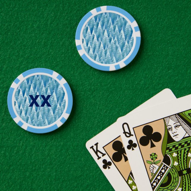 Jetons De Poker Forêt fractale bleue (Table de poker (double))