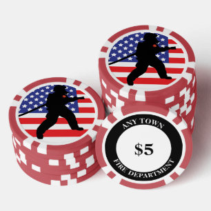 Jetons De Poker Frappe de pompier héroïque Drapeau Conception du t