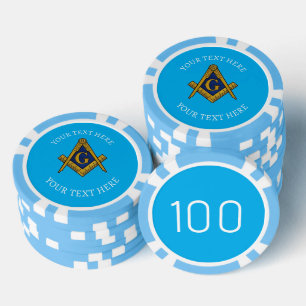 Jetons De Poker Freemason Masonry Carré bleu maçonnique et boussol