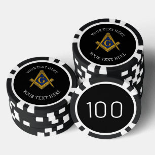 Jetons De Poker Freemason Masonry Masonic Carré noir et Compass