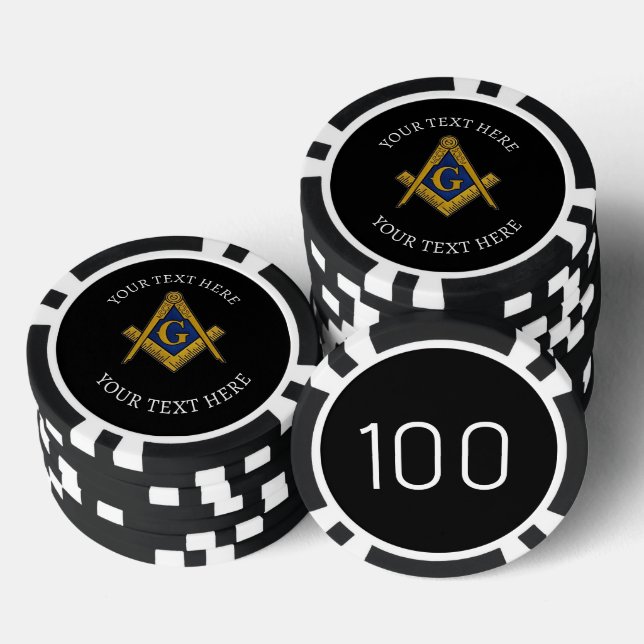 Jetons De Poker Freemason Masonry Masonic Carré noir et Compass (Empiler)