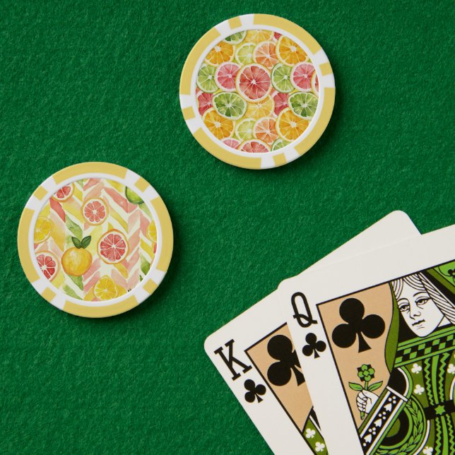 Jetons De Poker Fruits Citriques Lime Citron Orange Pamplemousse (Table de poker (double))