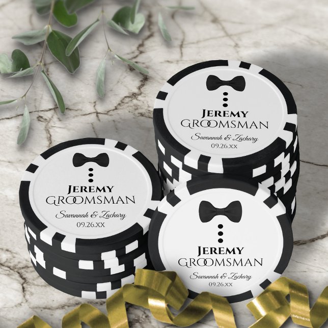 Jetons De Poker Fun Black Bow Cravate et boutons Groomsman Mariage (In Situ with Wedding Decor)