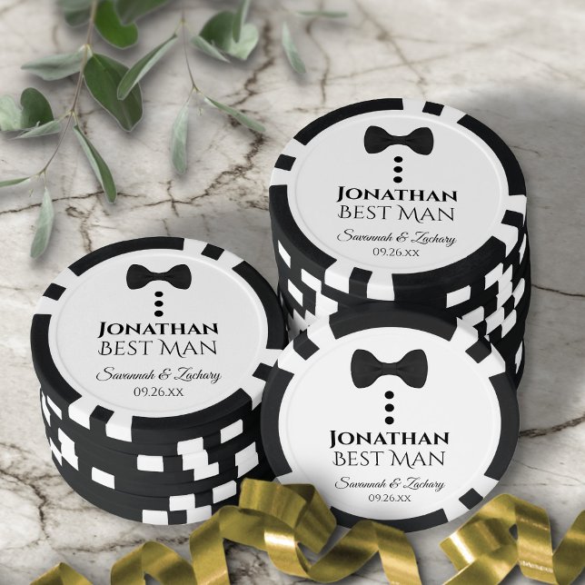 Jetons De Poker Fun Black Bow Cravate et boutons Meilleur Mariage  (In Situ With Wedding Decor)