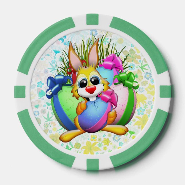 Jetons De Poker Funny Bunny biting an Easter Egg (Recto)