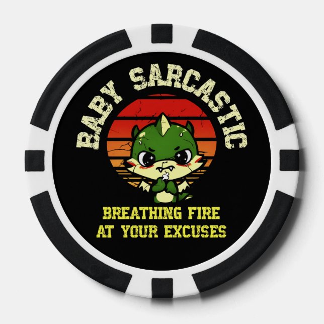 Jetons De Poker Funny Motivational Dragon - Burn Your Excuses  (Recto)