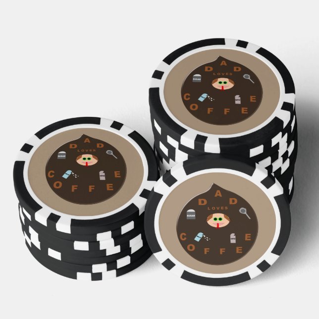Jetons De Poker Funny Papa Monster aime le café (Empiler)